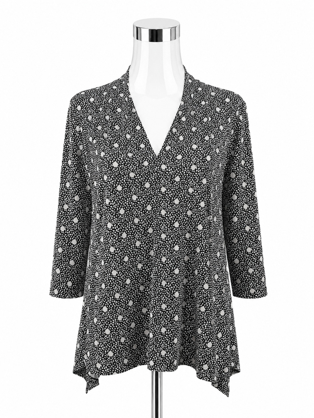Chaus New York Abstract Print V-Neck Tunic Top Size XL